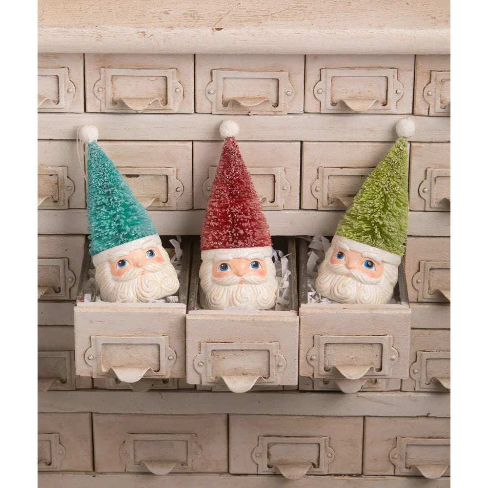 Bottle Brush Santa Green Ornament by Bethany Lowe Designs-2