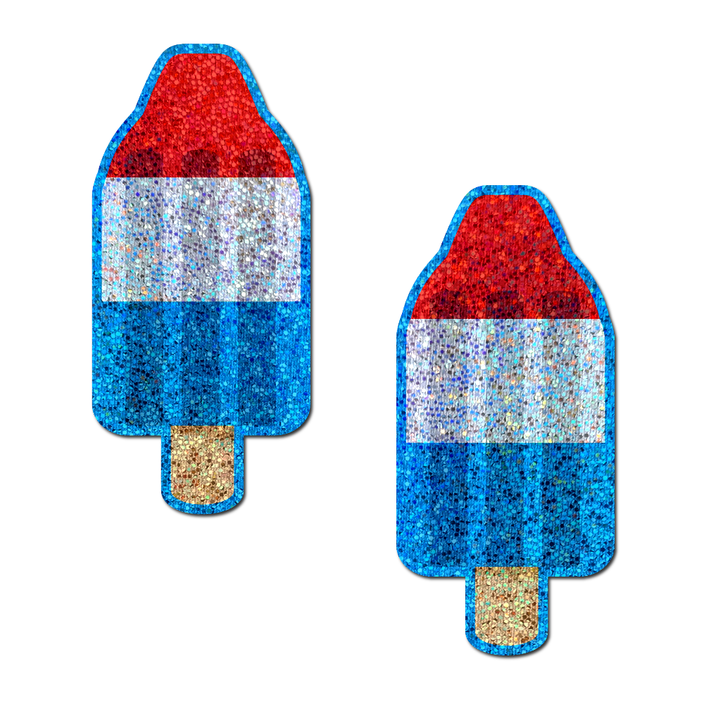 5-Pack: American Pop: Glittering Red, White & Blue USA Ice Pop Nipple Pasties by Pastease®-0