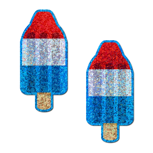 5-Pack: American Pop: Glittering Red, White & Blue USA Ice Pop Nipple Pasties by Pastease®-0