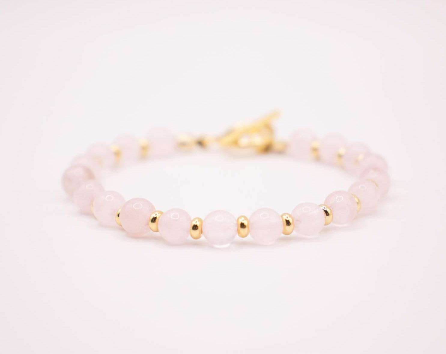 CIRCE | Bracelet in Rose Quartz and 18-carat Gold-plated stainless steel-1