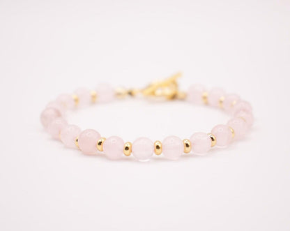CIRCE | Bracelet in Rose Quartz and 18-carat Gold-plated stainless steel-1