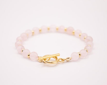 CIRCE | Bracelet in Rose Quartz and 18-carat Gold-plated stainless steel-2