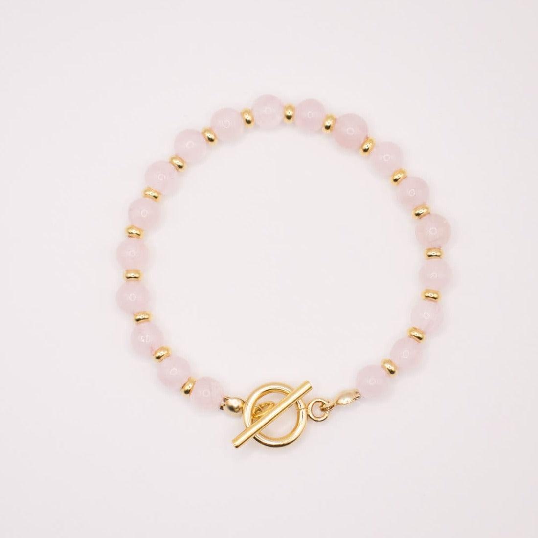 CIRCE | Bracelet in Rose Quartz and 18-carat Gold-plated stainless steel-0