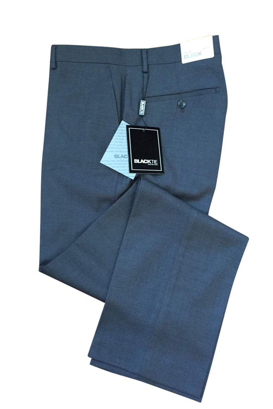 "Bradley" Steel Grey Luxury Wool Blend Suit Pants - Unhemmed-0