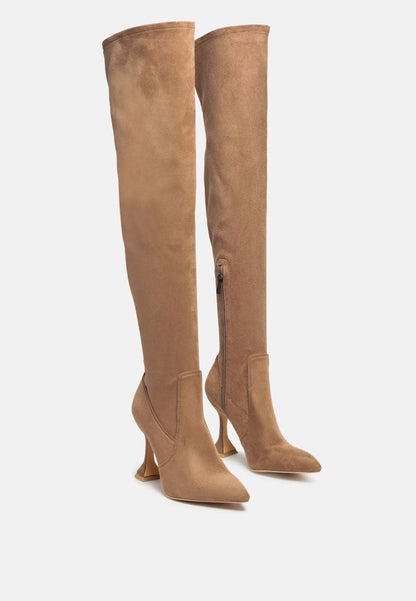 Brandy Faux Suede Over The Knee High Heeled Boots-2