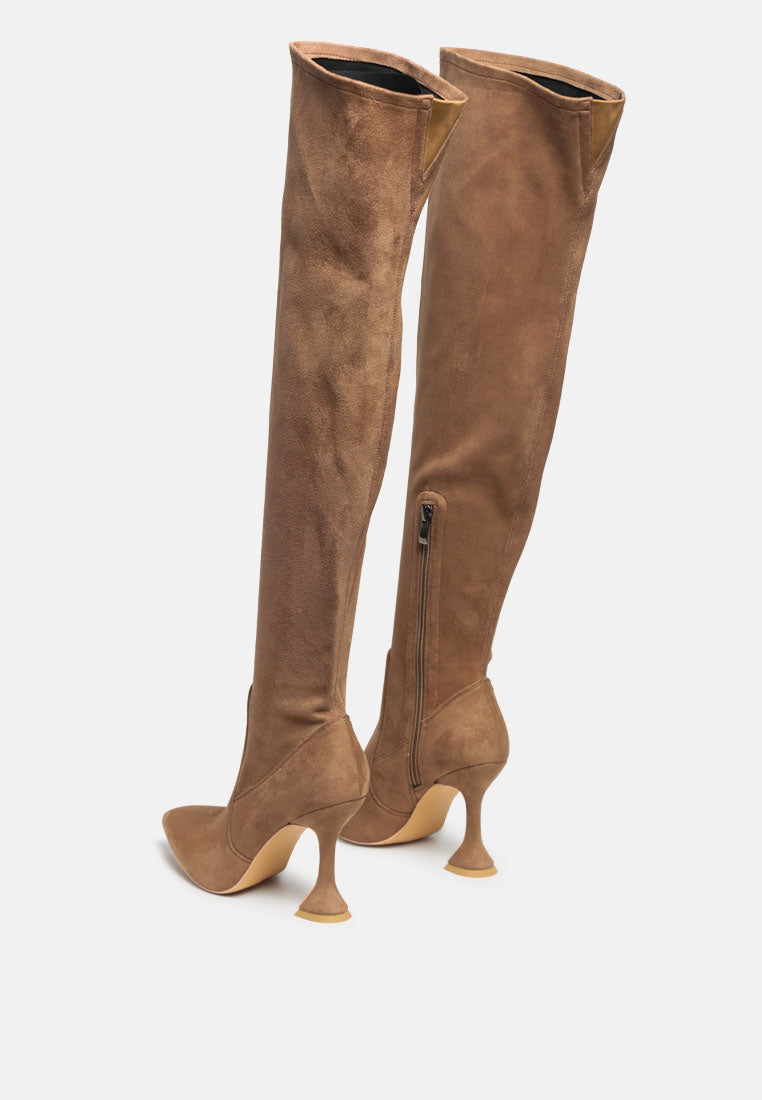 Brandy Faux Suede Over The Knee High Heeled Boots-3