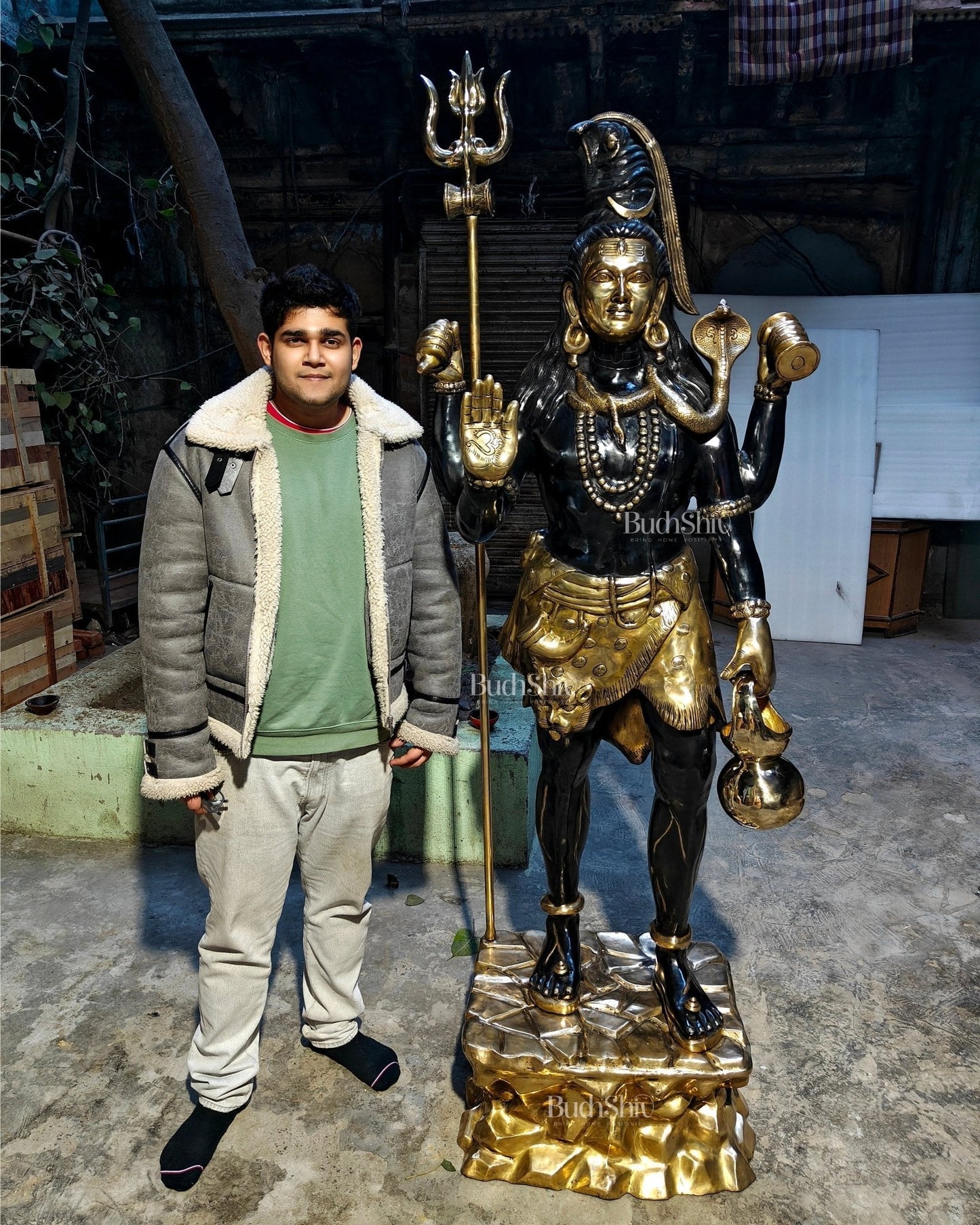 Brass Large Majestic Standing Lord Shiva Statue 90 inch-2