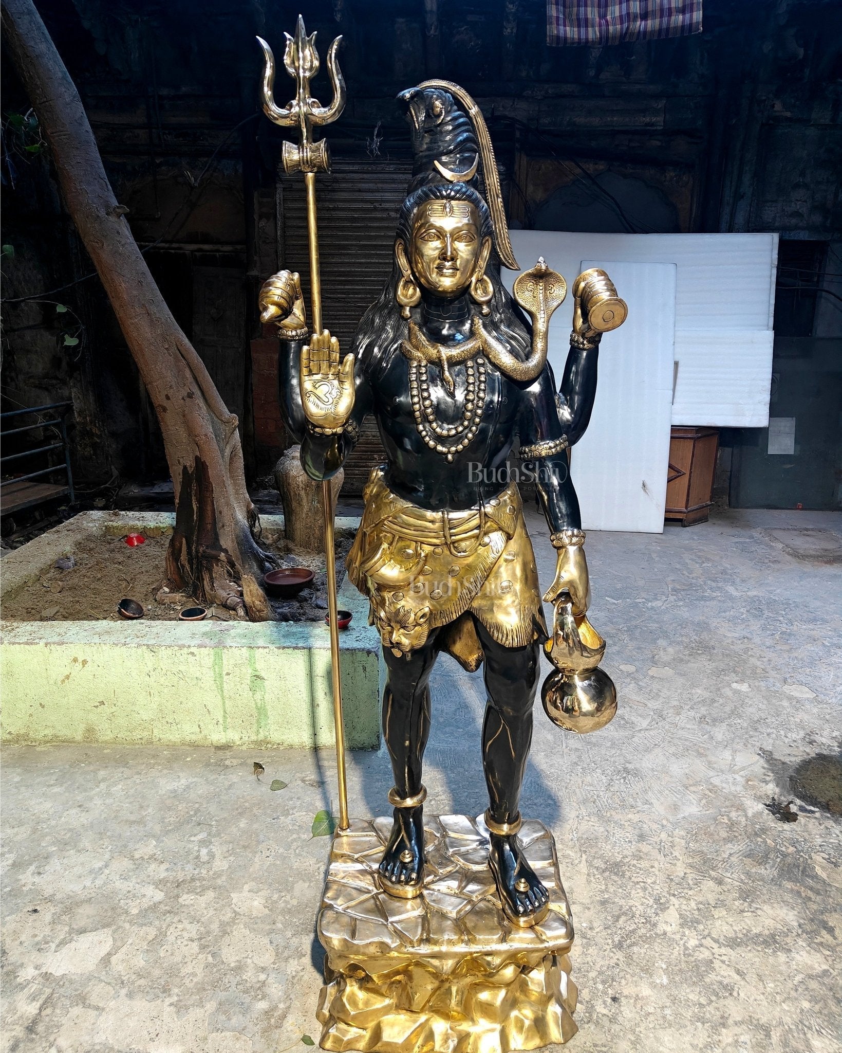 Brass Large Majestic Standing Lord Shiva Statue 90 inch-0