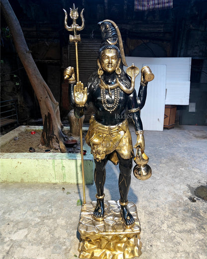 Brass Large Majestic Standing Lord Shiva Statue 90 inch-0