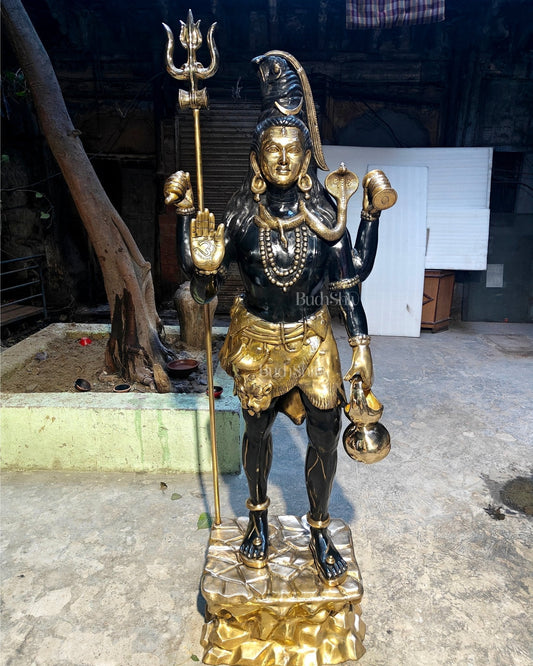 Brass Large Majestic Standing Lord Shiva Statue 90 inch-0