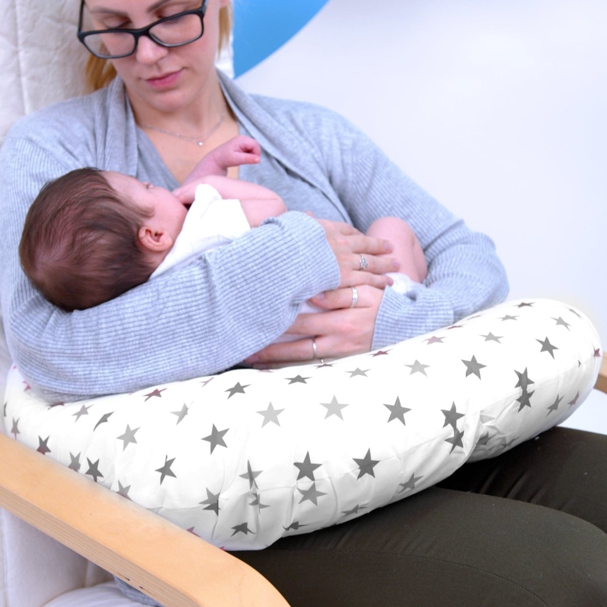 Breast Feeding Nursing Pillow  - Silver Twinkle (COVER ONLY)-4