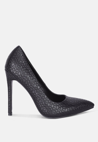Brinkles Weave Pattern High Heel Pumps-6