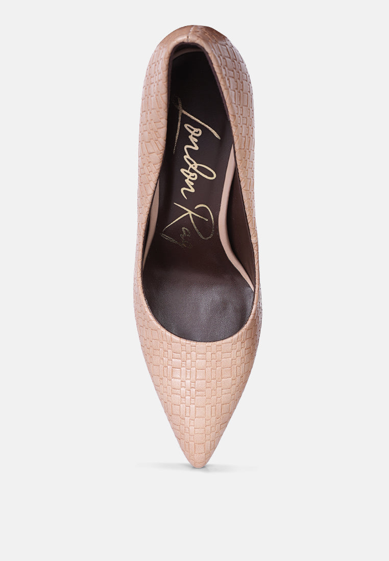 Brinkles Weave Pattern High Heel Pumps-3