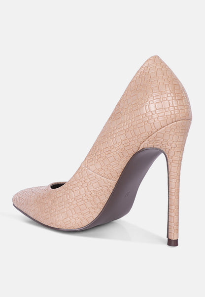 Brinkles Weave Pattern High Heel Pumps-2