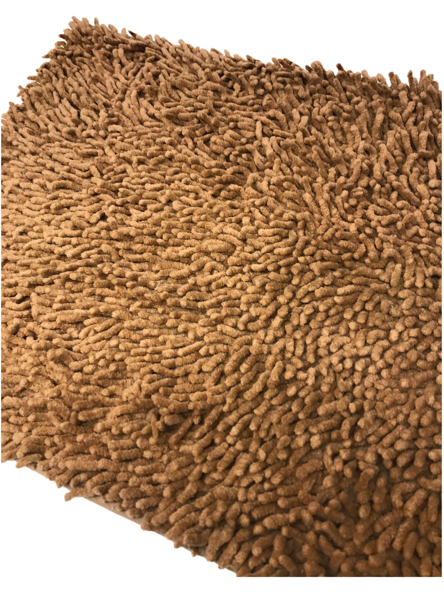 DaDa Bedding Coffee Brown Shaggy Soft Chenille Noodle Carpet Rug Bath Mat-3