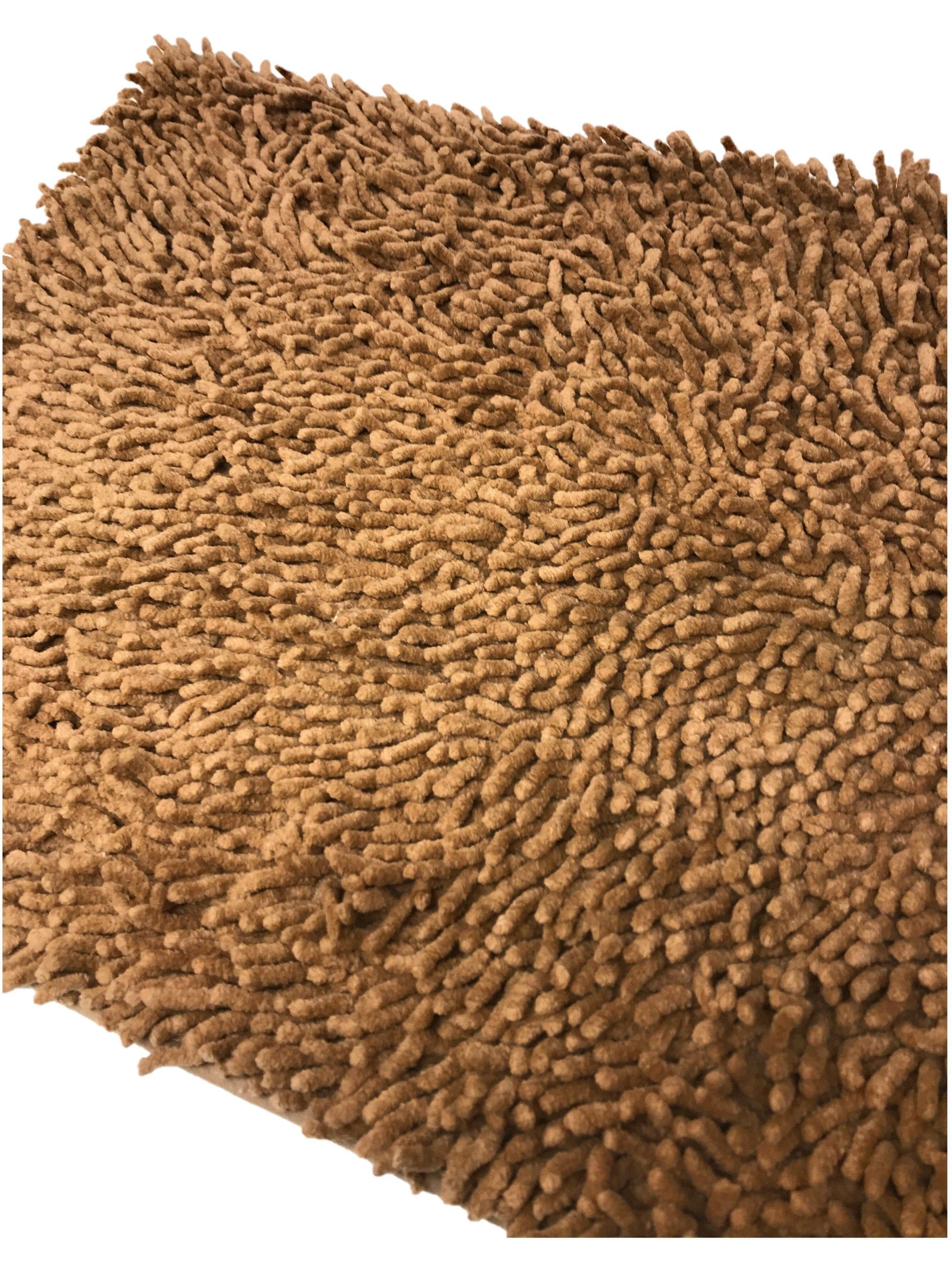 DaDa Bedding Coffee Brown Shaggy Soft Chenille Noodle Carpet Rug Bath Mat-3