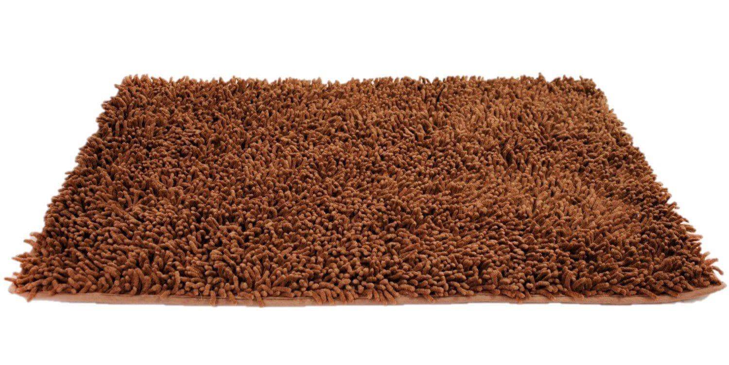 DaDa Bedding Coffee Brown Shaggy Soft Chenille Noodle Carpet Rug Bath Mat-2