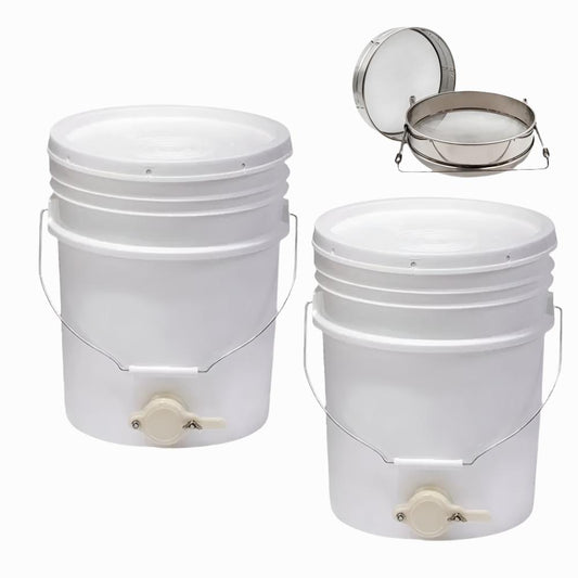 Honey Harvesting Bucket 20 Ltr With Honey Gate, Double layer Filter Sieve-0