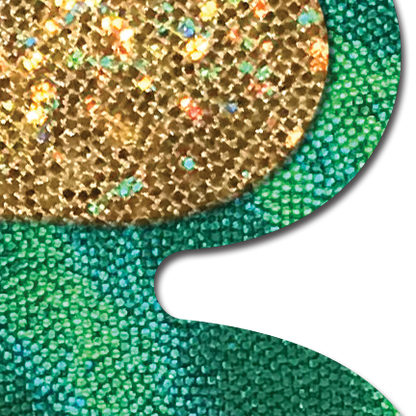 5-Pack: Coverage: Clover Green Holographic with Glitter Gold Heart Breast Coverings by Pastease-3