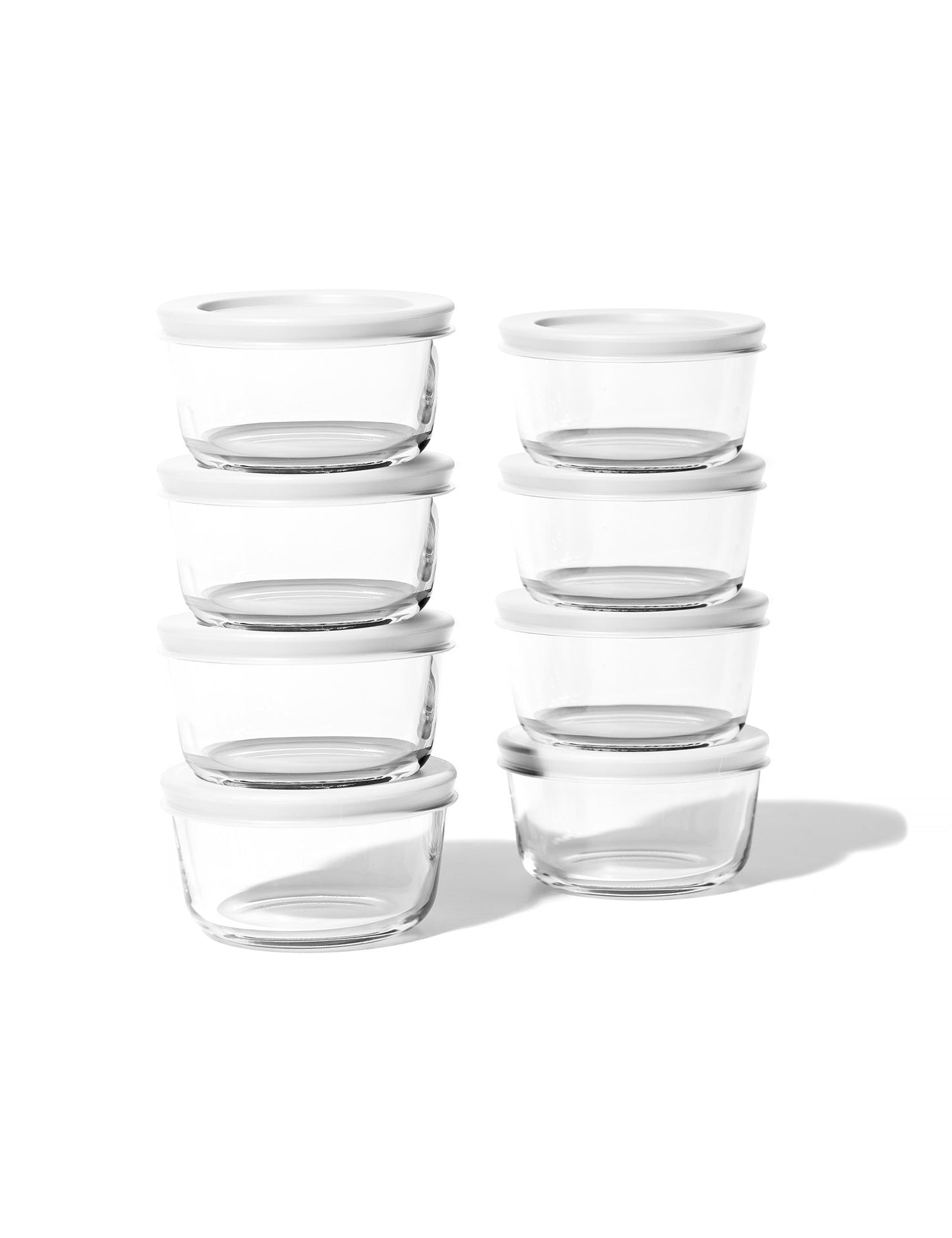 Glass Food Storage Containers - 16 Piece 7oz Set (8 Containers + 8 Lids), White-4