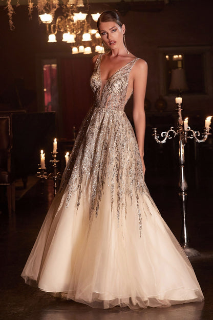 Beaded Shimmer Ball Gown-2