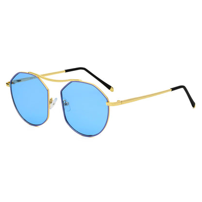 CHOCTAW - Round Tinted Geometric Brow-Bar Fashion Sunglasses-5