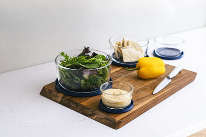 Glass Food Storage Containers - 8 Piece (4 Containers + 4 Lids) Round Nesting Space-Saving Set-4