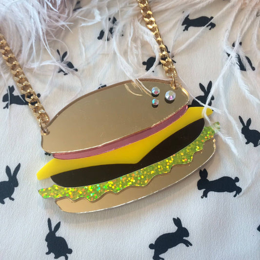 Hamburger Acrylic Large Food Necklace-0