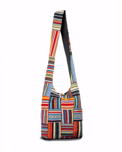 Kathmandu Collection Patchwork Striped Hobo Bag-0