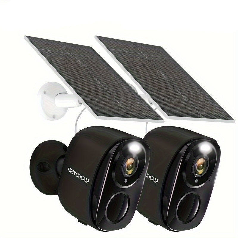 NNETM 2 Set Wireless Solar Security Camera 3MP Outdoor-0