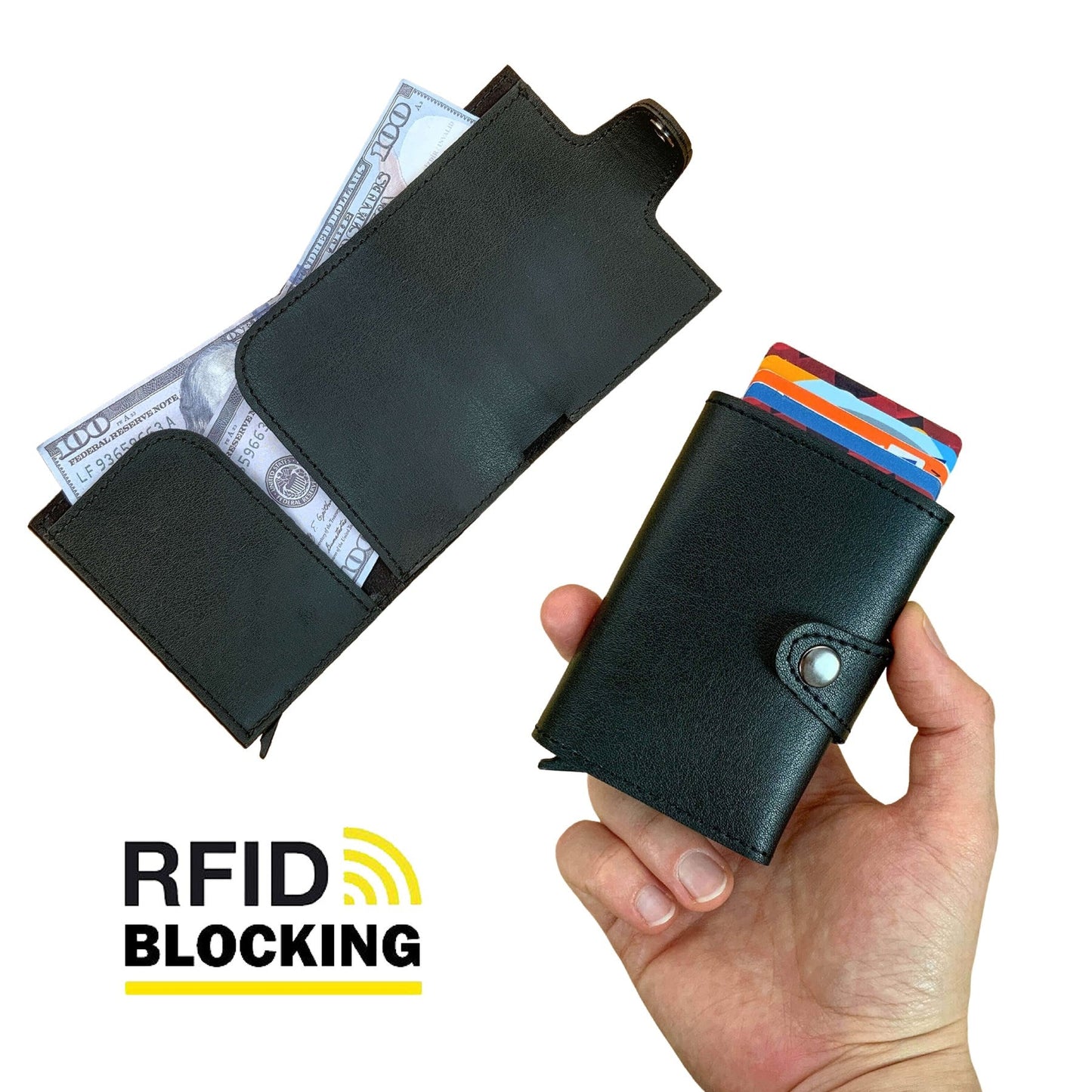 Angora - Vegan Leather RFID Mechanism Card Holder with Cash Compartment-7