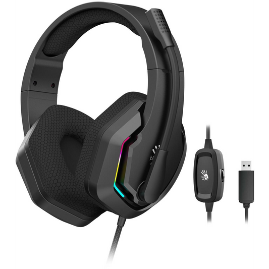 A4-Tech Bloody G260, 100 dB, 16 Ohm, 7.1, RGB, USB-A, микрофон, жични, черни геймърски слушалки (G260-BK)-0