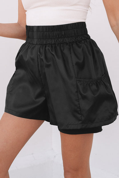 Maxine Elastic High Waist Pocketed Casual Shorts-2
