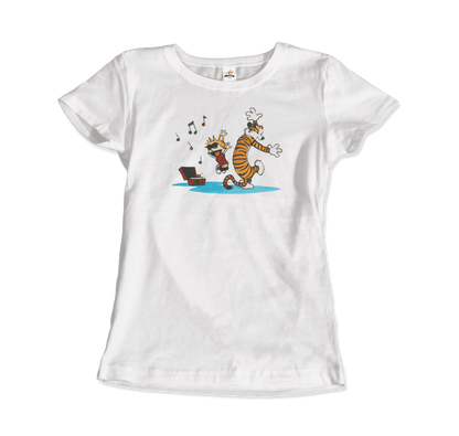 Calvin and Hobbes Dancing with Record Player T-Shirt-8