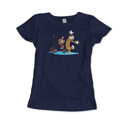 Calvin and Hobbes Dancing with Record Player T-Shirt-9