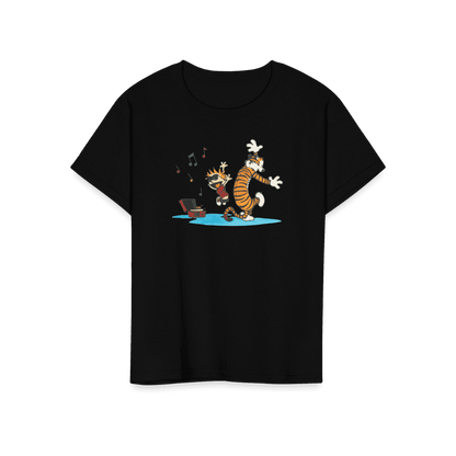 Calvin and Hobbes Dancing with Record Player T-Shirt-14