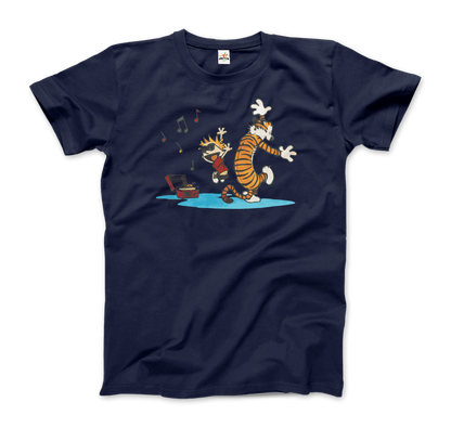 Calvin and Hobbes Dancing with Record Player T-Shirt-6