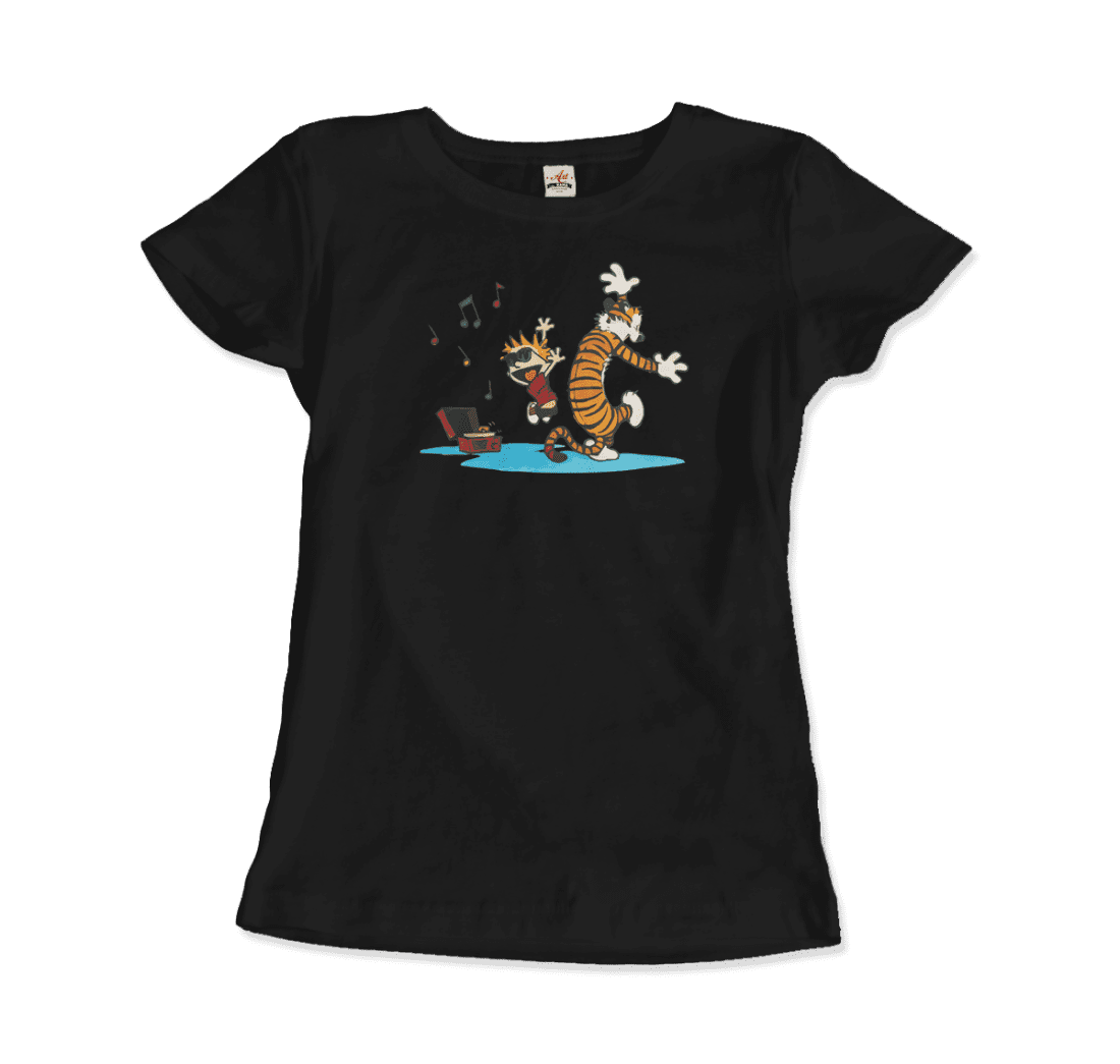 Calvin and Hobbes Dancing with Record Player T-Shirt-11