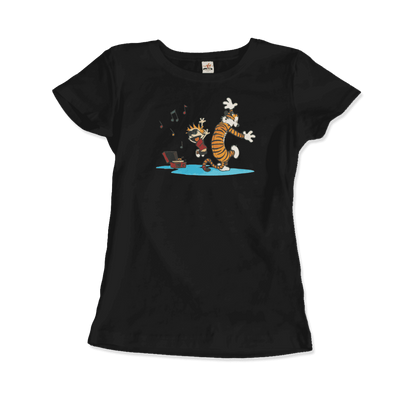 Calvin and Hobbes Dancing with Record Player T-Shirt-11