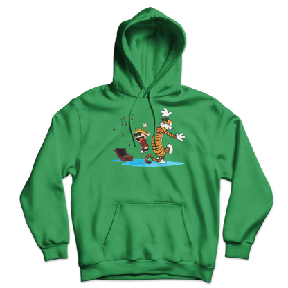 Calvin and Hobbes Dancing with Record Player Unisex Hoodie-8