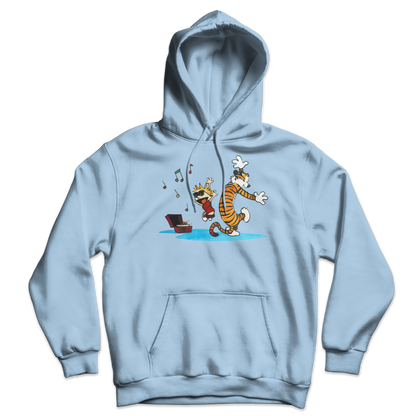 Calvin and Hobbes Dancing with Record Player Unisex Hoodie-9