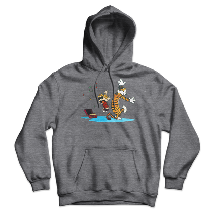 Calvin and Hobbes Dancing with Record Player Unisex Hoodie-7