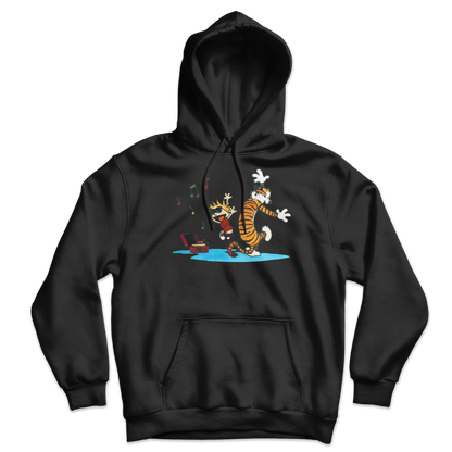 Calvin and Hobbes Dancing with Record Player Unisex Hoodie-6