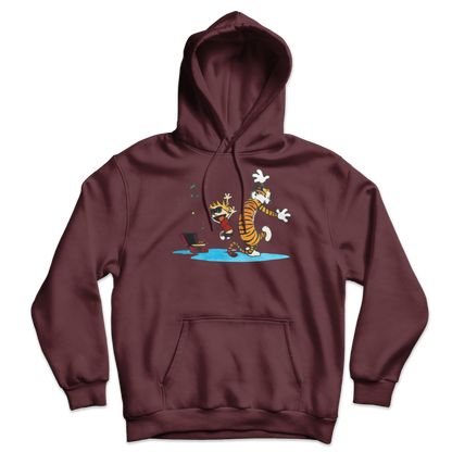 Calvin and Hobbes Dancing with Record Player Unisex Hoodie-4