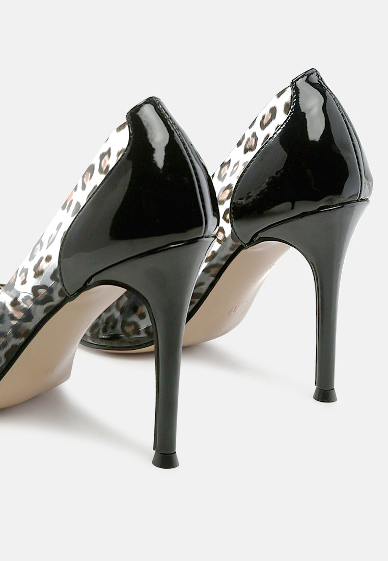 Candace Clear Patent Faux Leather Detail Pumps-1