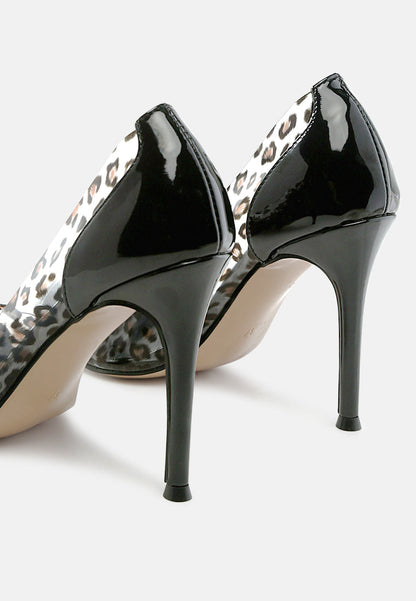 Candace Clear Patent Faux Leather Detail Pumps-1