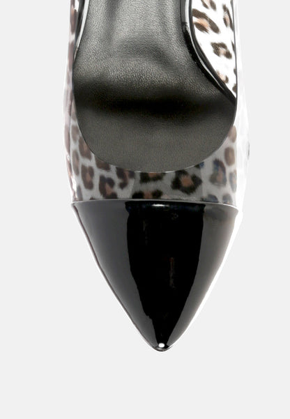 Candace Clear Patent Faux Leather Detail Pumps-2