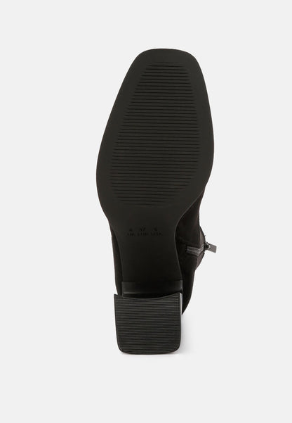 Candid High Ankle Flared Block Heel Boots-1