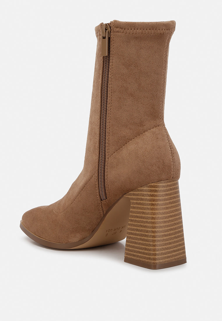 Candid High Ankle Flared Block Heel Boots-3