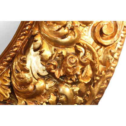 Canvello Antique French Round Wall Mirror Carved Wood Gold Frame-2